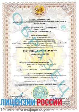 Образец сертификата соответствия Липецк Сертификат OHSAS 18001